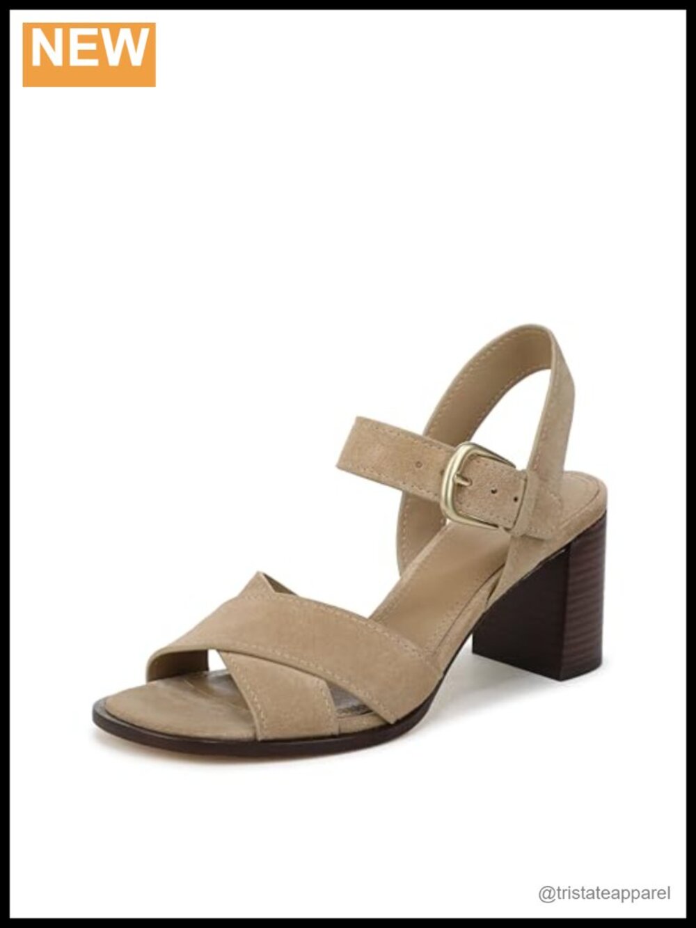 Suede Strappy Block Heel Sandals Square Toe Ankle Strap Buckle
